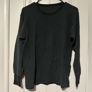 Men's Dark Grey Waffle Knit Long Sleeve Shirt